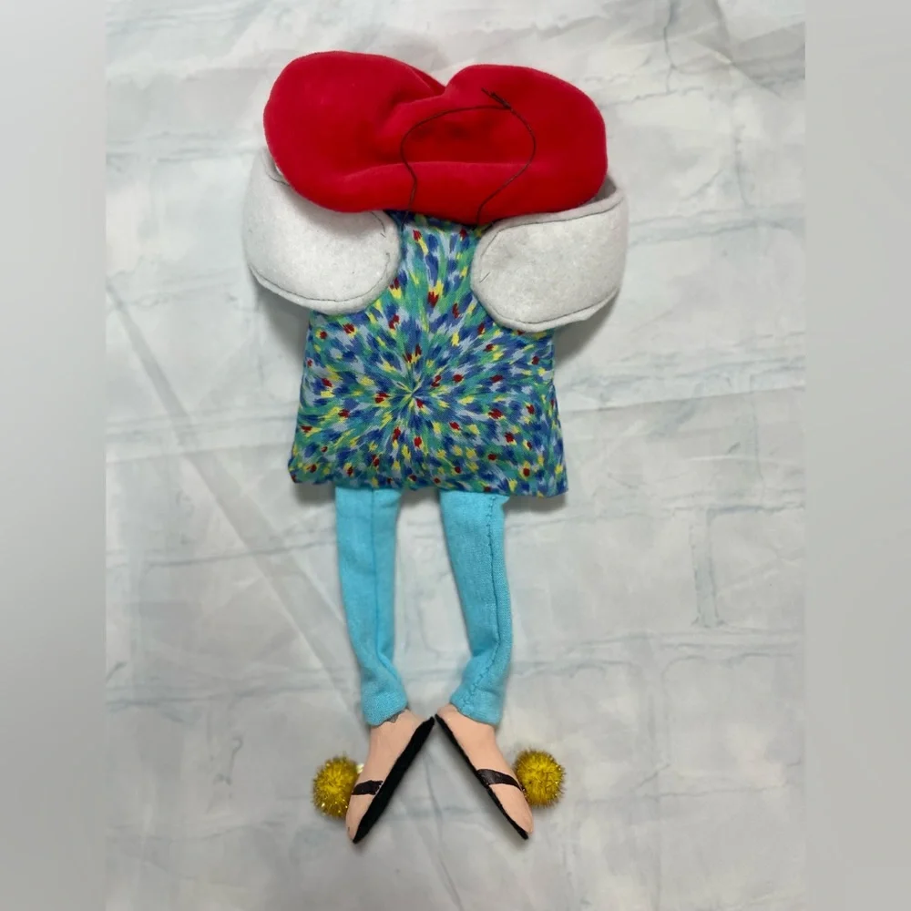 Christmas Angel Red Hat Flip Flip Hanging Lady Ornament‎ Clay Face Hands Feet